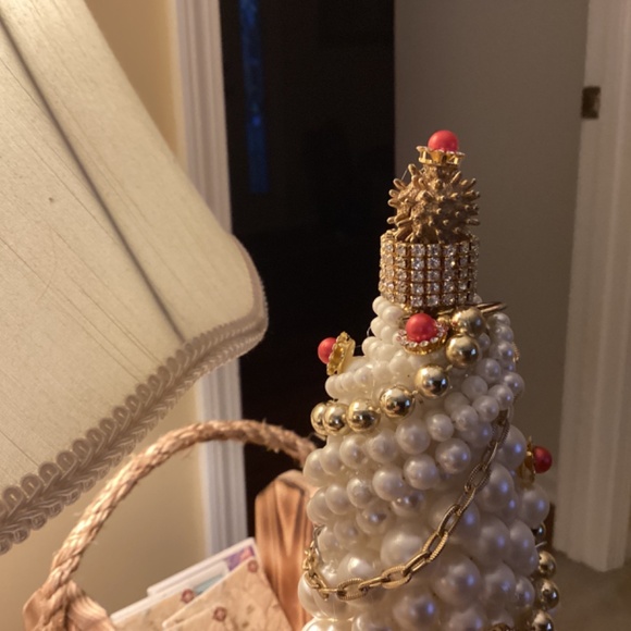 Vintage Pearl tree red highlighted with red pink beads necklaces mantle art - Picture 8 of 10